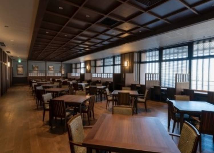 The dining area includes counter seating and semi-private rooms for 6 to 8 people. Dinner is also served here.