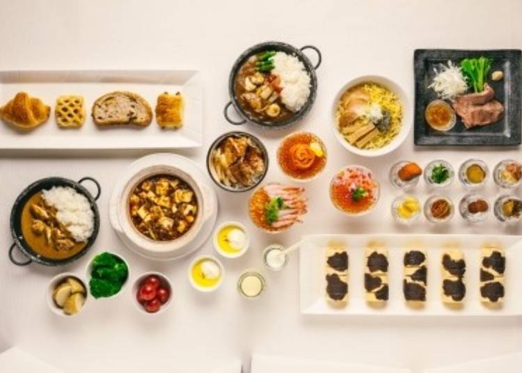 The buffet offers a variety of Japanese, Western, and Chinese dishes.