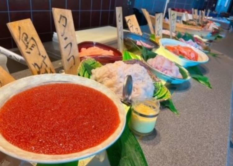 A wide variety of ikura, sashimi, and more.