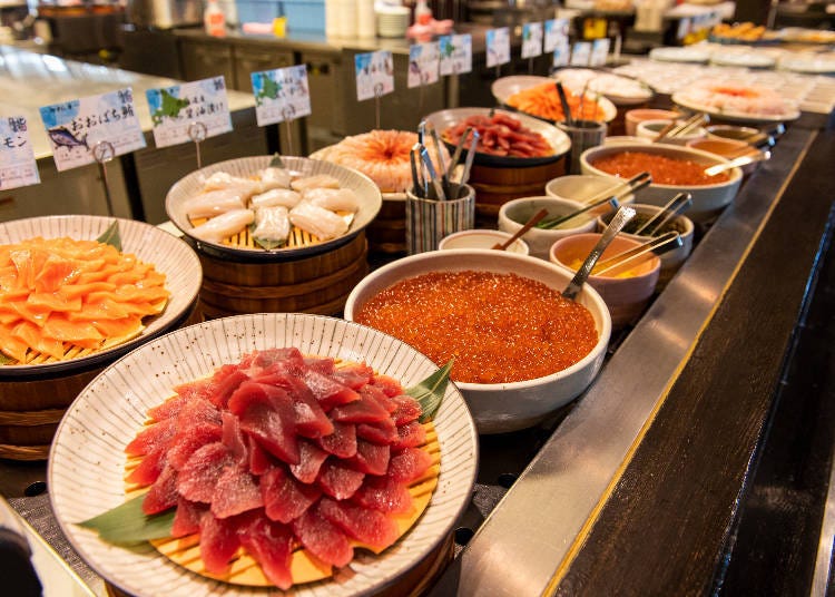 ▲函館的飯店早餐的海鮮無論是種類或品質都是相當豐盛高級(圖片來源為「La Vista 函館灣飯店(La Vista Hakodate Bay)」)