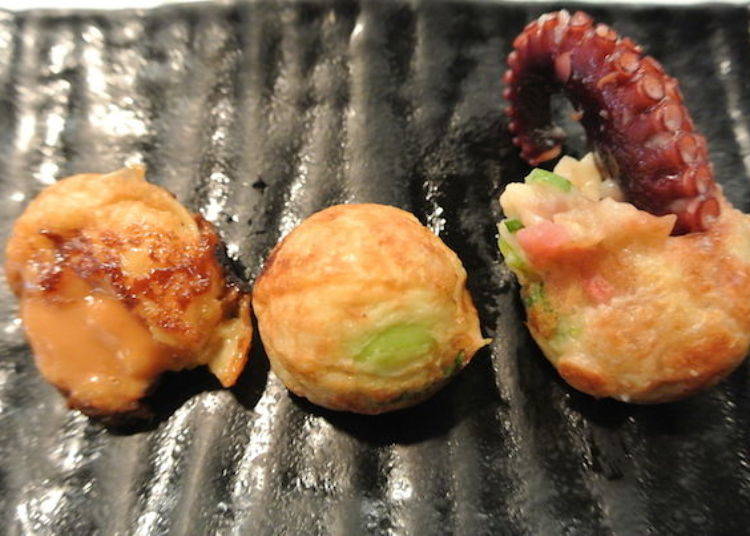 ▲ From the left: caramel, shirasu edamame, and the large octopus. Each one was pretty unique.