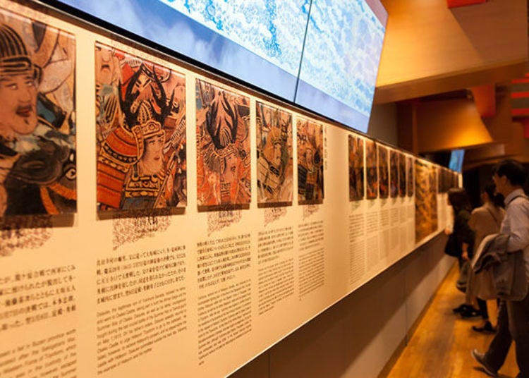 ▲There is a detailed panel exhibit on the same floor that introduces the warriors who appeared in "Osaka Natsu no Jinzu Byobu."