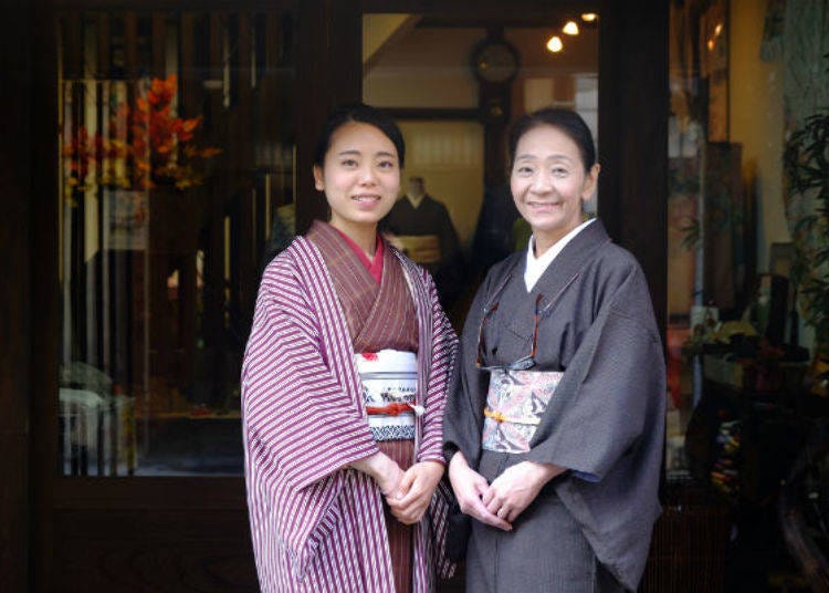 ▲The staff who greeted me, and the shopkeeper, Ms. Tanaka (right)