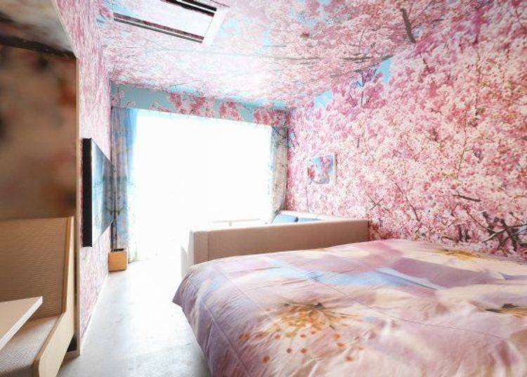 ▲ The concept room designed by Ms. Mika Ninagawa having a cherry blossoms motif