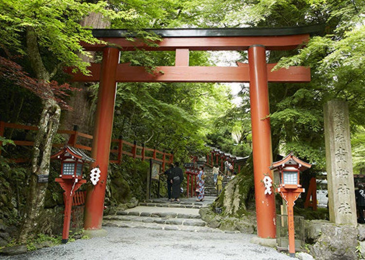 ▲The torii gates marking the entrance of Kibune Shrine