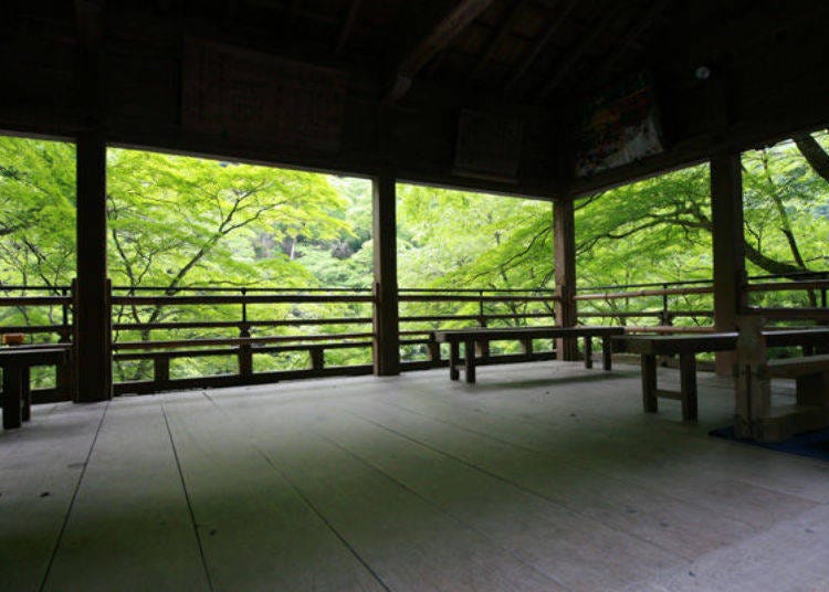 ▲ The view from this rest area inside the shrine grounds looks just like a painting