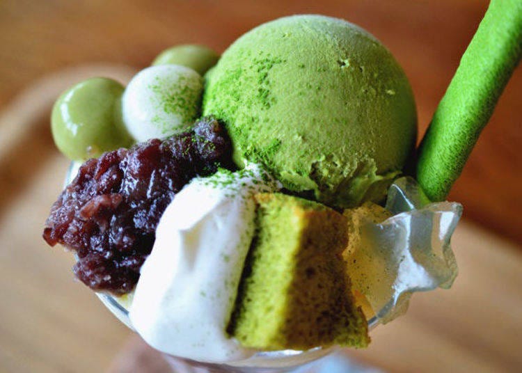 ▲This popular item is the elegantly sweet Matcha Parfait (¥800, tax included).