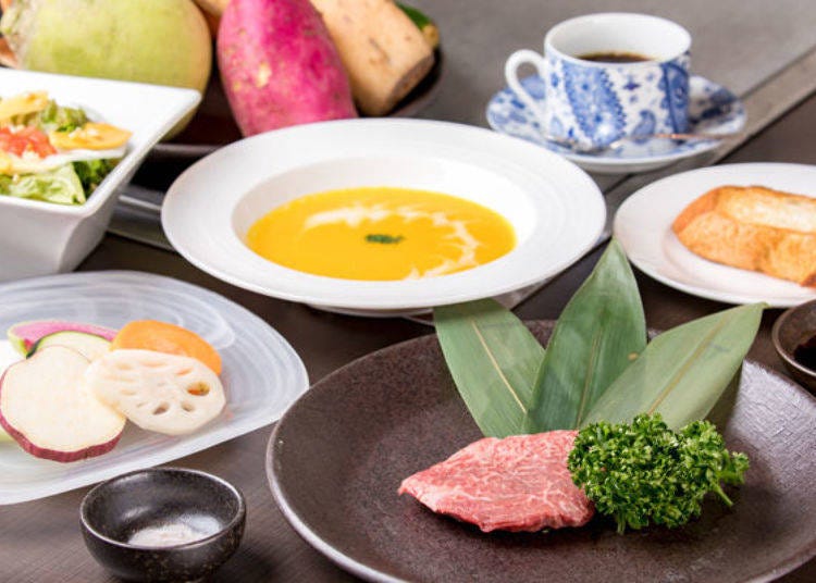 ▲ Carefully selected Kobe Beef Steak A Course (80 g) 3,600 yen (excluding tax)