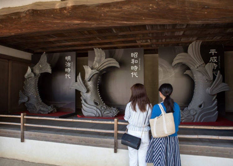 ▲「リの〈Rino〉一渡櫓」裡展示著各個時代的「鯱鉾」