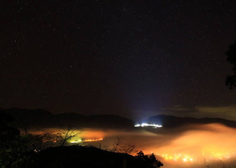 ▲天亮前從「立雲峽」看到的景色