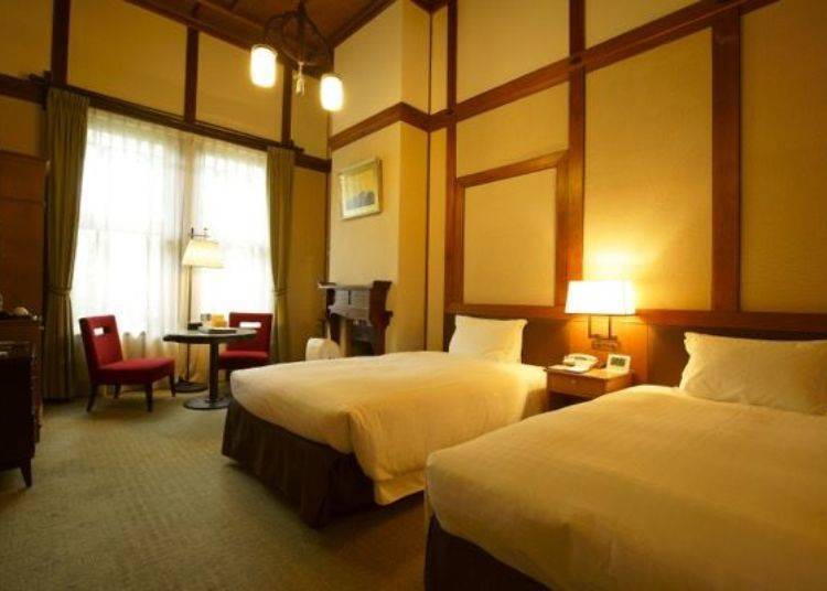 ▲ A standard room with twin beds on the park side of the first floor of the main building (39,204 yen for two people, including tax)