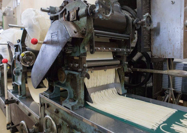 ▲工廠內正在製造客戶批發用的中華麵與烏龍麵。