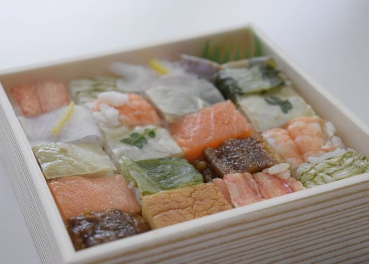 6. Hako-zushi: Colorful ingredients brighten up this 'boxed sushi'