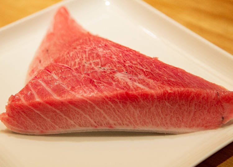 Rare sushi types are sometimes present, such as fatty tuna gill meat