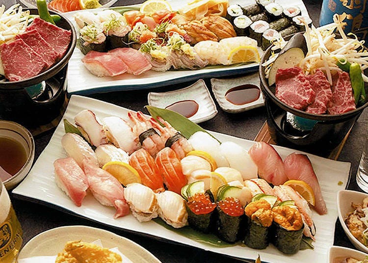 All you can eat sushi, with 35 kinds!