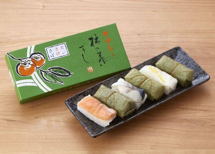 柿の葉ずし 6個入（さば・さけ・たい）910円（税込）