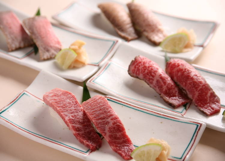 Omi beef toro-nigiri, 2 for 980 yen (tax included)