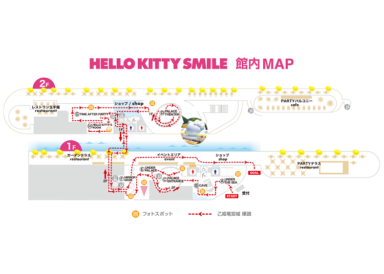▲館内MAP（写真提供:HELLO KITTY SMILE）© 2022 SANRIO CO., LTD. APPROVAL NO. L621898