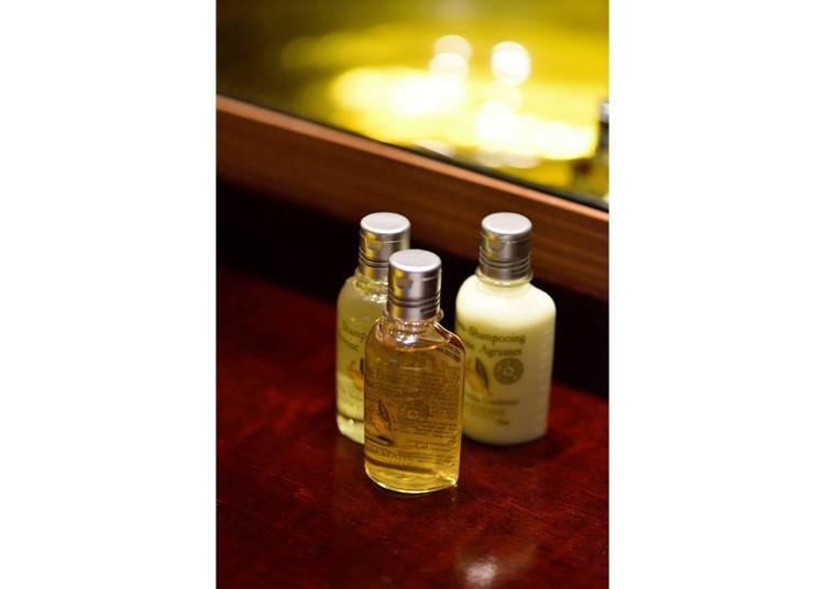 ▲Shampoo, conditioner, and other toiletries provided by L’Occitane.