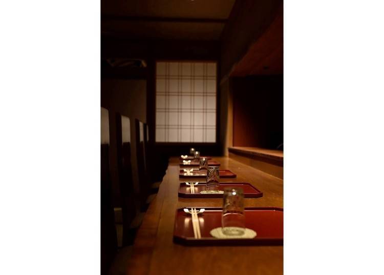 ▲The counter seats. Enjoy your meal in this calm, quiet space