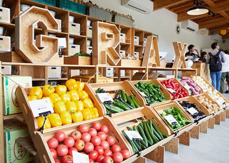 ▲ Boxes of tomatoes, cucumbers, peppers, zucchini, and other fresh vegetables such as new onions and mushrooms.