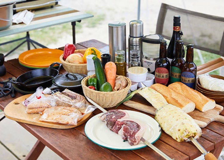 ▲ GRAX SPECIAL BBQ PLAN dinner ingredients *portions are for 4 people (for GLAMPING TENT HOBBIES, the fee per person, excluding tax, ranges from 9,700 yen to 20,200 yen for two meals per tent. Drinks are separate)