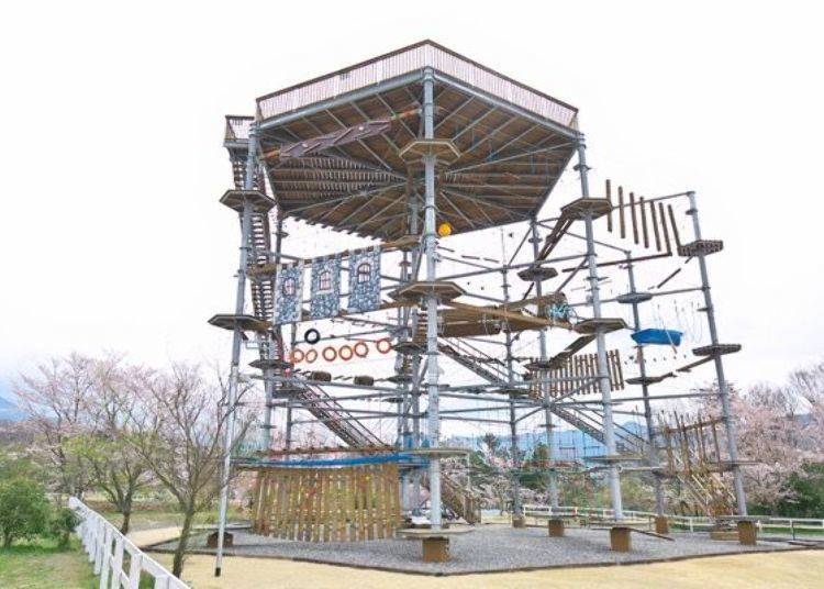 ▲使用從德國海運運來的設施零件所完成的戶外冒險遊樂區，光看就讓人膽戰心驚！