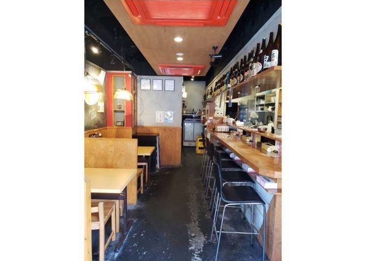 The deep, spacious interior. Enjoy ramen at the counter and at night have other dishes with sake saving the ramen for a closer.