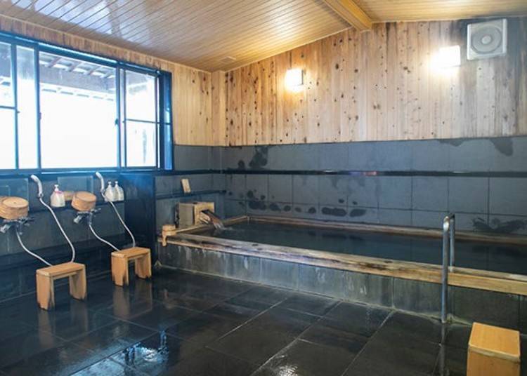 Indoor bath in the Hinoki bath area