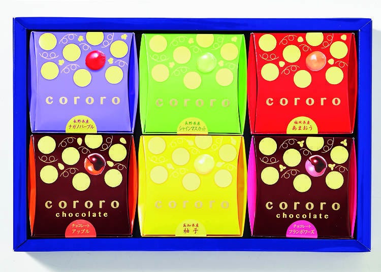 각 상자에 8알의 젤리가 담긴 고바코 540엔. 사진은 6가지 맛을 담은 기프트 세트로 3,405엔 (모두 부가세 포함). 수량이 소진되면 판매 종료.