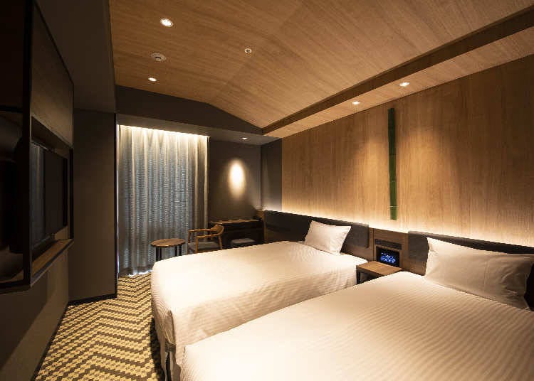 The luxurious twin room starts at 3,000 yen per person.
