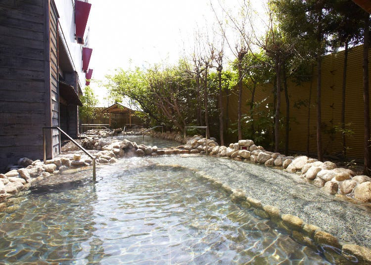 Japanese mountain stream outdoor bath