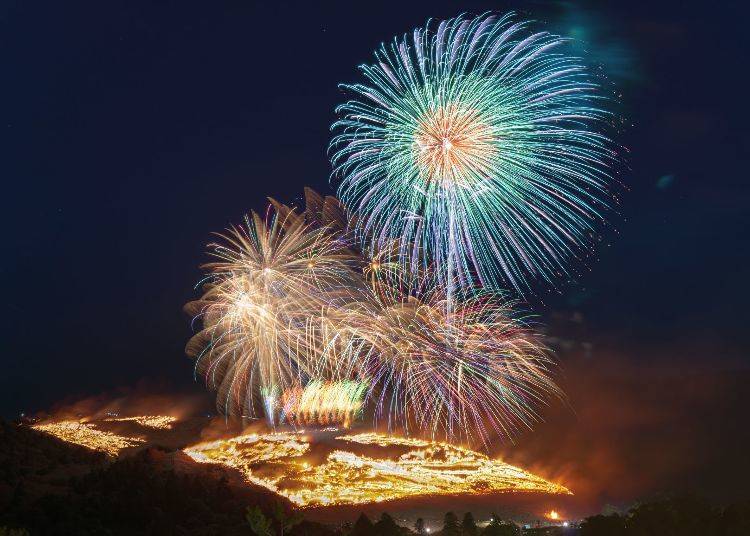Spectacular fireworks in Nara