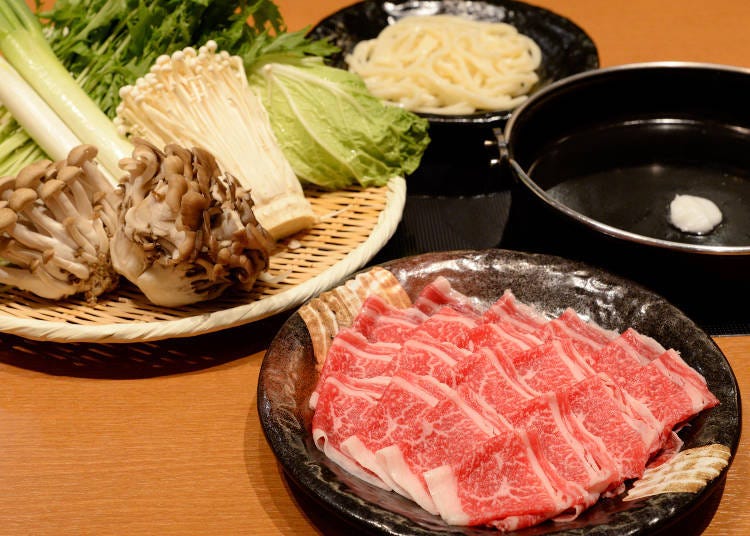 Choose your domestic Japanese beef sukiyaki meat and let the feast begin!