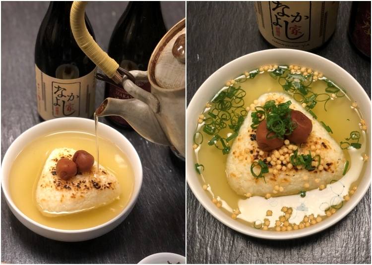 食体验菜品：NAKAYOSHI家（大阪）/大号烤饭团茶泡饭（梅子、鲑鱼、明太子三选一）