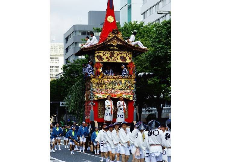 3. See the “moving museums” of beautifully and ornately decorated Yamaboko floats