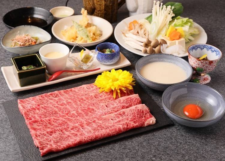 Kobe beef Ultimate Sukiyaki course: 13,200 yen (including tax)