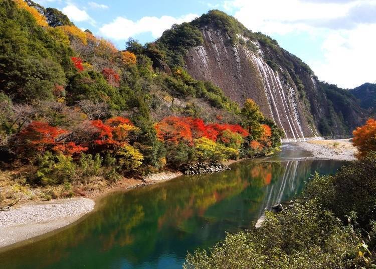 和歌山红叶景点⑤可从巨岩眺望到艳红枫叶的「一枚岩」