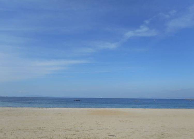 2．白い浜と青い松の対比が美しい海浜公園「二色の浜公園」