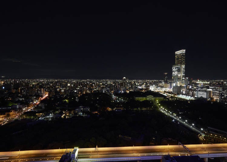 Abeno Harukas overwhelms the surrounding cityscape when viewed from Tsutenkaku 5F (87.5 meters)