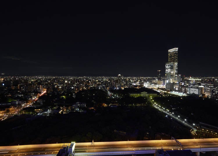 9.なにわのシンボル「通天閣」から見晴らす、大阪市内のまばゆい夜景
