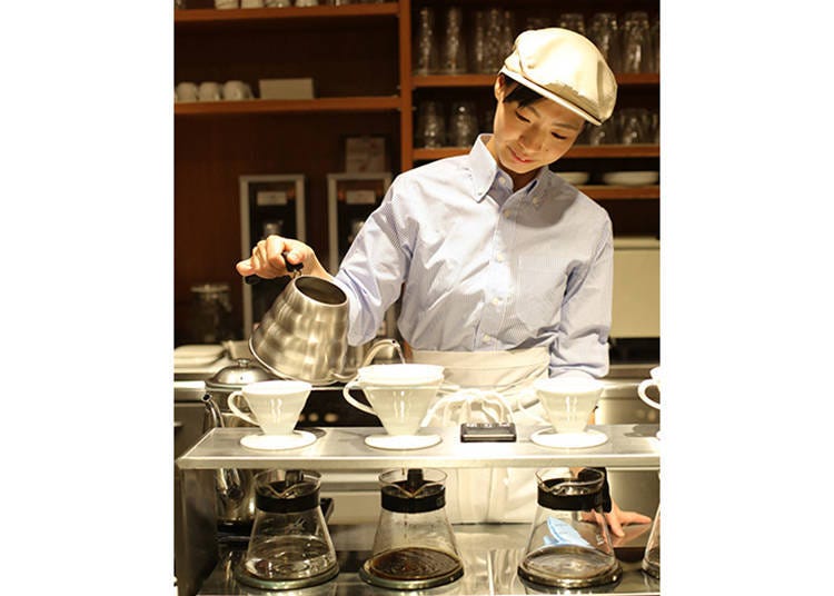 Riku Café coffee is served hand-drip style.