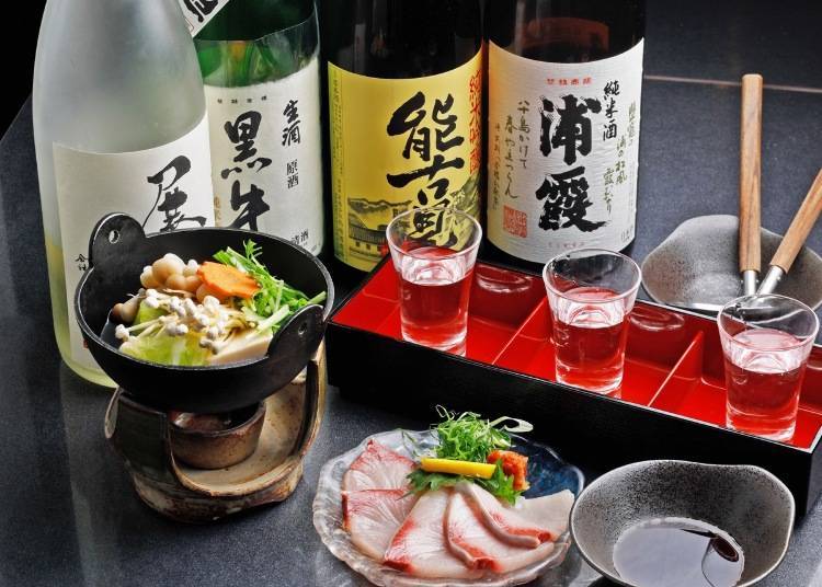 The "Winter Yellowtail Shabu-shabu Hot Pot Course for One", is an eight-dish course with free-flow drinks for 2 hours. (5,500 yen, with tax).