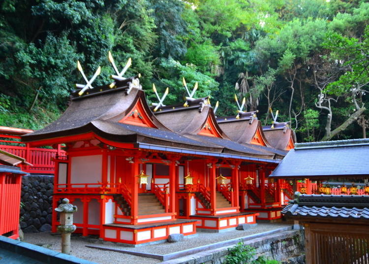 These four main shrines, with beautiful colors and arranged parallel to each other, are called Hiraoka-zukuri (Oji-zukuri)