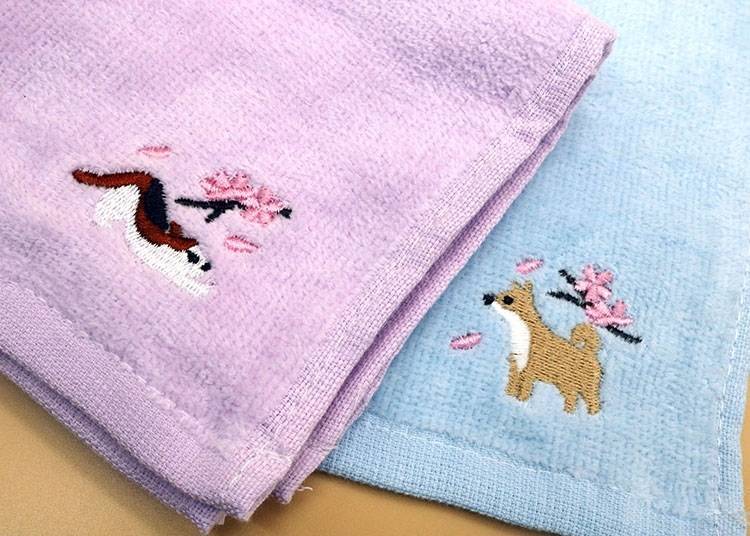 Starting from the left is the cat embroidered handkerchief and the dog embroidered handkerchief.