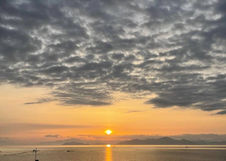 A spectacular sunrise over Lake Biwa