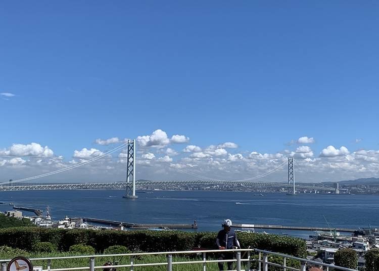 View of Akashi Kaikyo Bridge from Highway Oasis