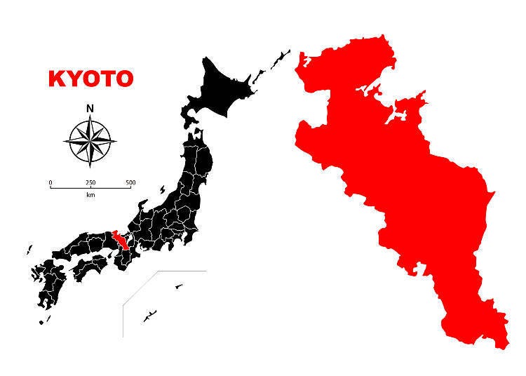 The location of Kyoto within Japan. (Image: PIXTA)