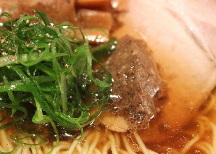 Next to the Kujonegi spring onion is duxelles (paste) made from porcini mushrooms.