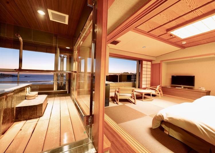 Nagitei Shirarahama Authentic Japanese-style Twin Room with View & Hot Spring (Photo courtesy of: Shirahama Onsen Musashi, Kishu)